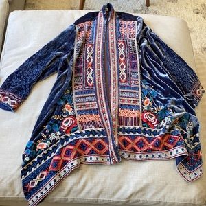 NWOT Blue velvet Johnny was kimono size small